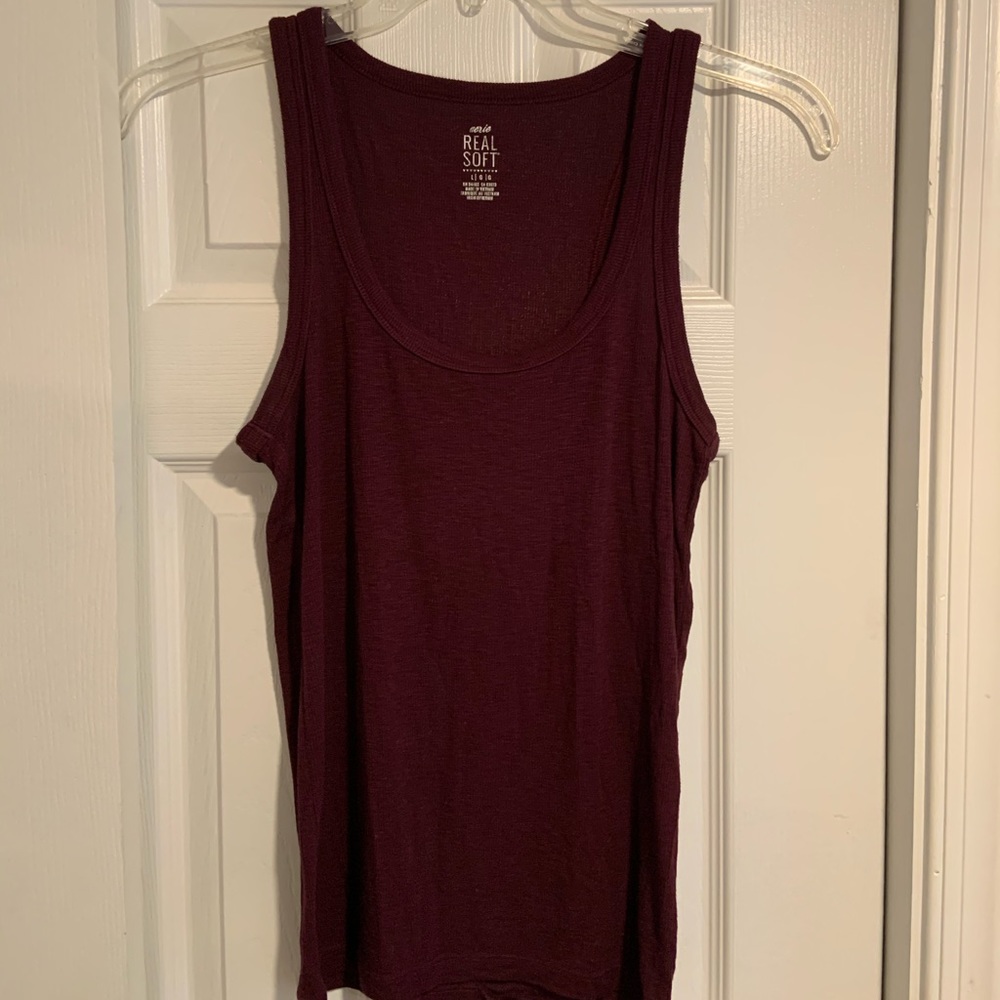 Aerie real soft deep plum ribbed tank